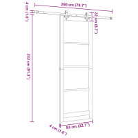 Produktbild för Skjutdörr Vit och svart 83 x 232 cm Massiv furu