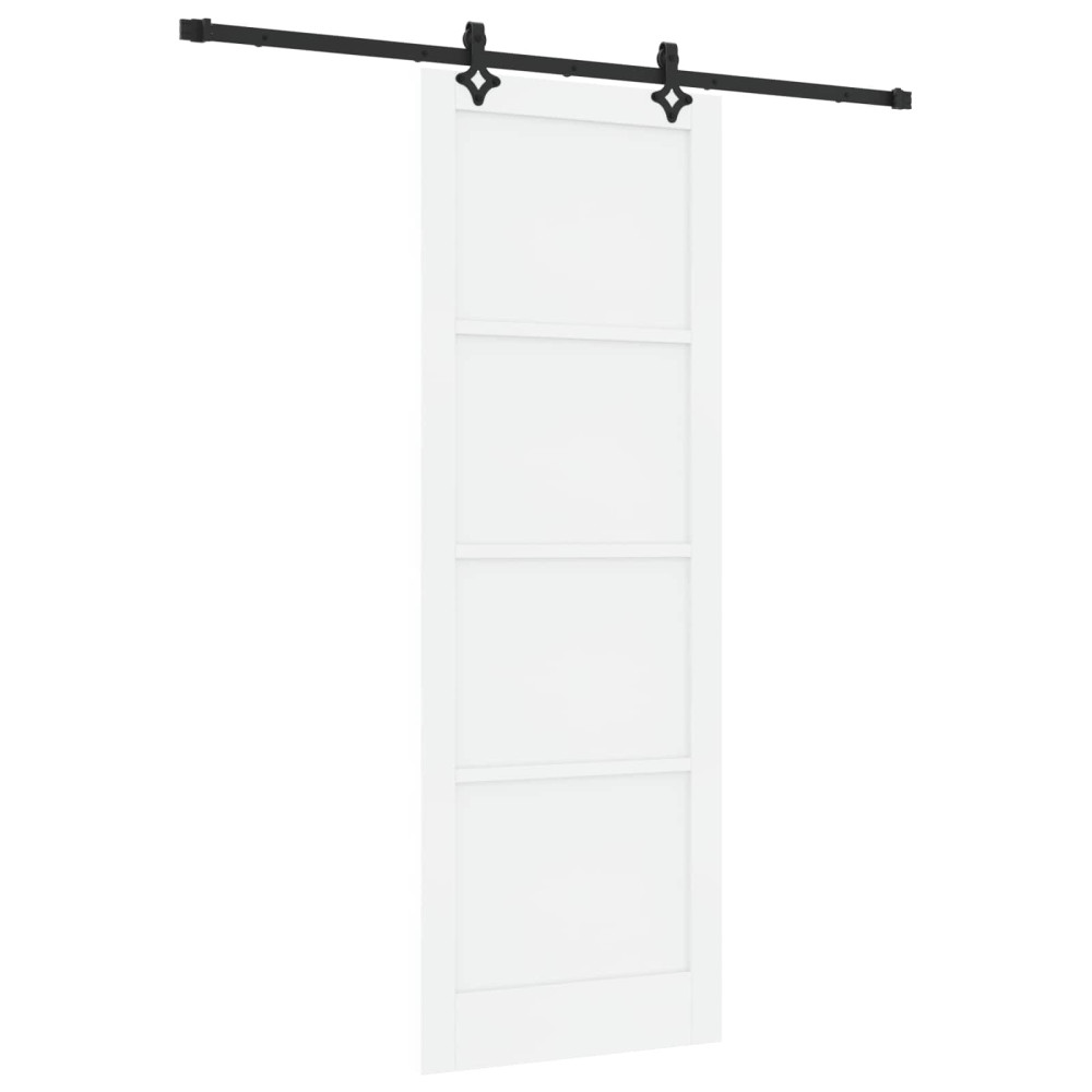 Produktbild för Skjutdörr Vit och svart 83 x 232 cm Massiv furu