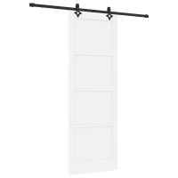 Produktbild för Skjutdörr Vit och svart 83 x 232 cm Massiv furu