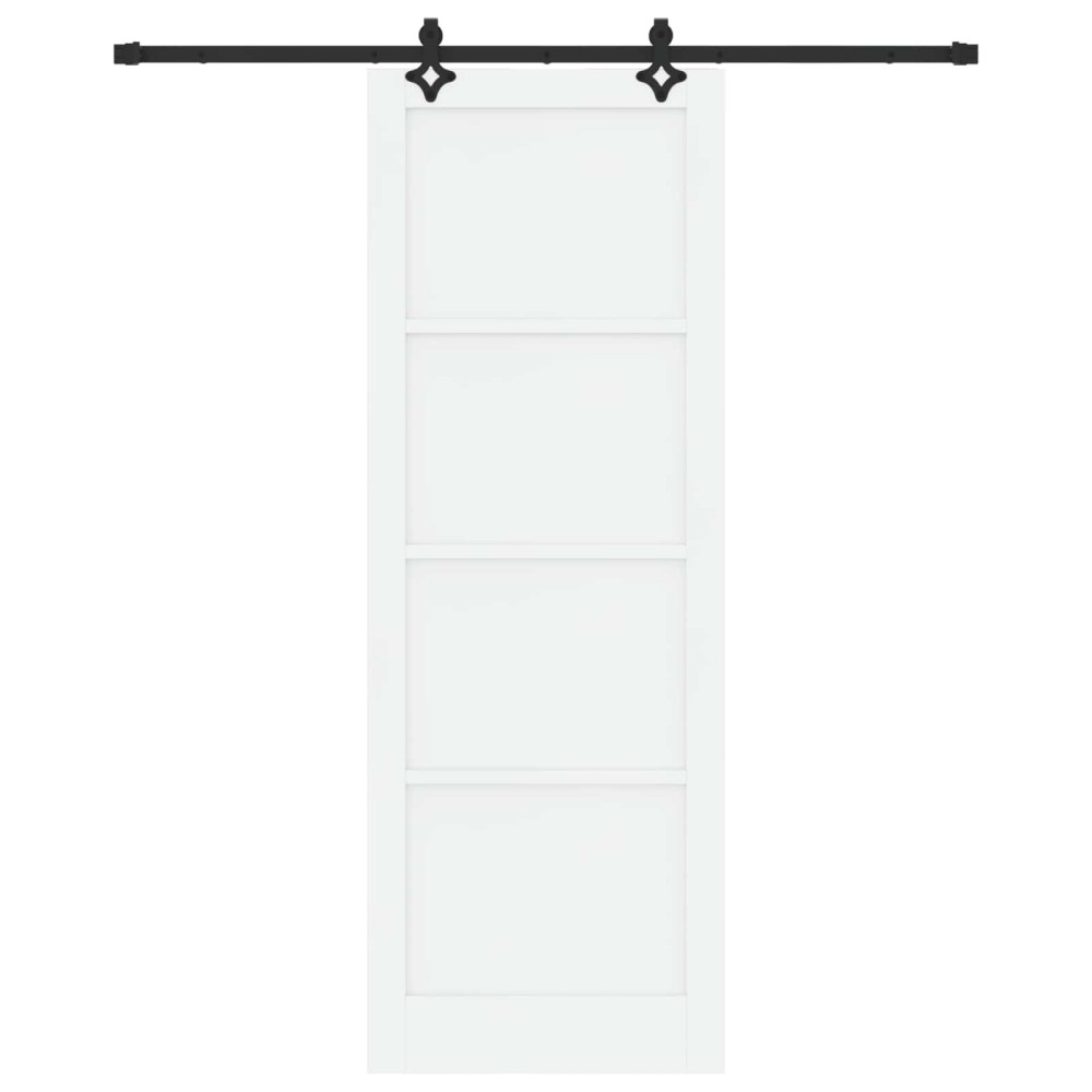 Produktbild för Skjutdörr Vit och svart 83 x 232 cm Massiv furu