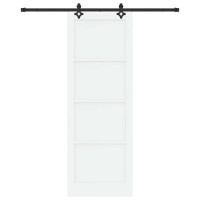 Produktbild för Skjutdörr Vit och svart 83 x 232 cm Massiv furu