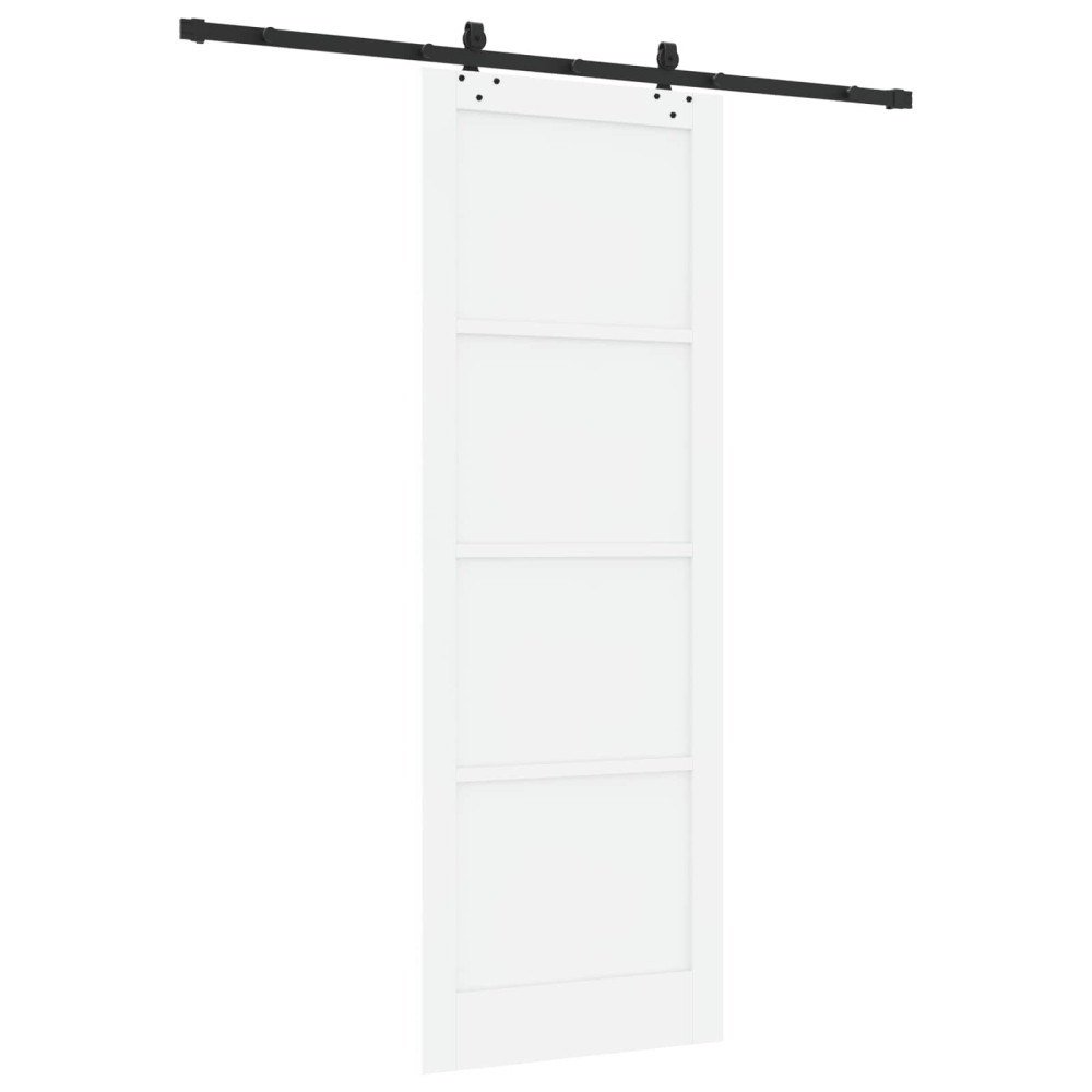 Produktbild för Skjutdörr Vit och svart 83 x 232 cm Massiv furu