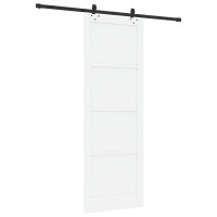 Produktbild för Skjutdörr Vit och svart 83 x 232 cm Massiv furu