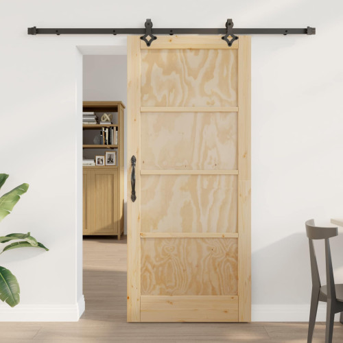 vidaXL Skjutdörr Naturlig och svart 86 x 198,5 cm Massiv furu