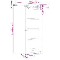 Produktbild för Skjutdörr Naturlig och vit 83 x 232 cm Massiv furu