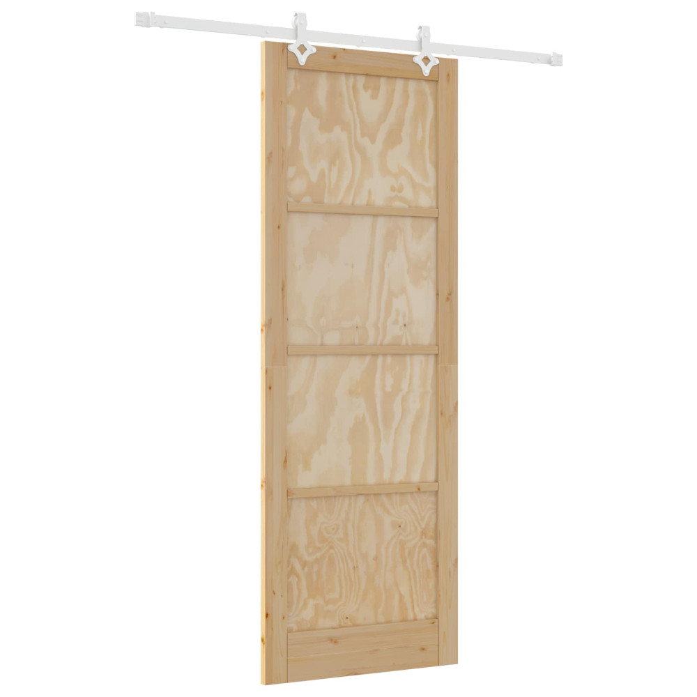 Produktbild för Skjutdörr Naturlig och vit 83 x 232 cm Massiv furu