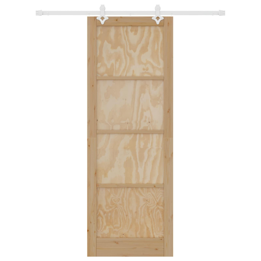 Produktbild för Skjutdörr Naturlig och vit 83 x 232 cm Massiv furu