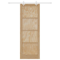 Produktbild för Skjutdörr Naturlig och vit 83 x 232 cm Massiv furu