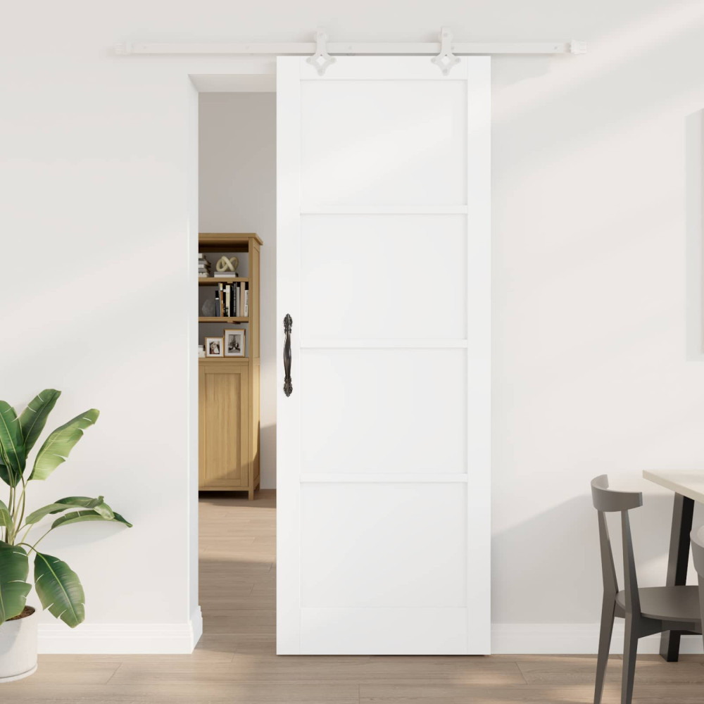 Produktbild för Skjutdörr Vit 83 x 232 cm Massiv furu