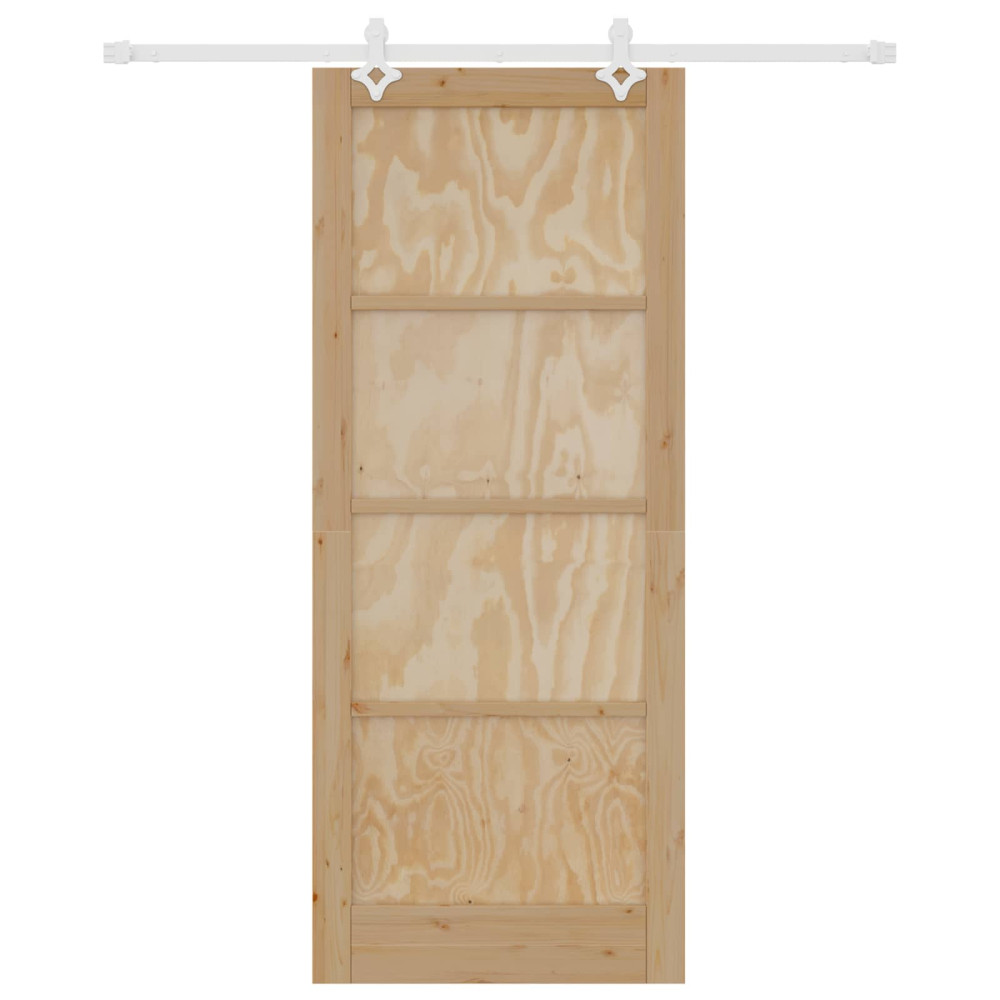 Produktbild för Skjutdörr Naturlig och vit 86 x 211 cm Massiv furu