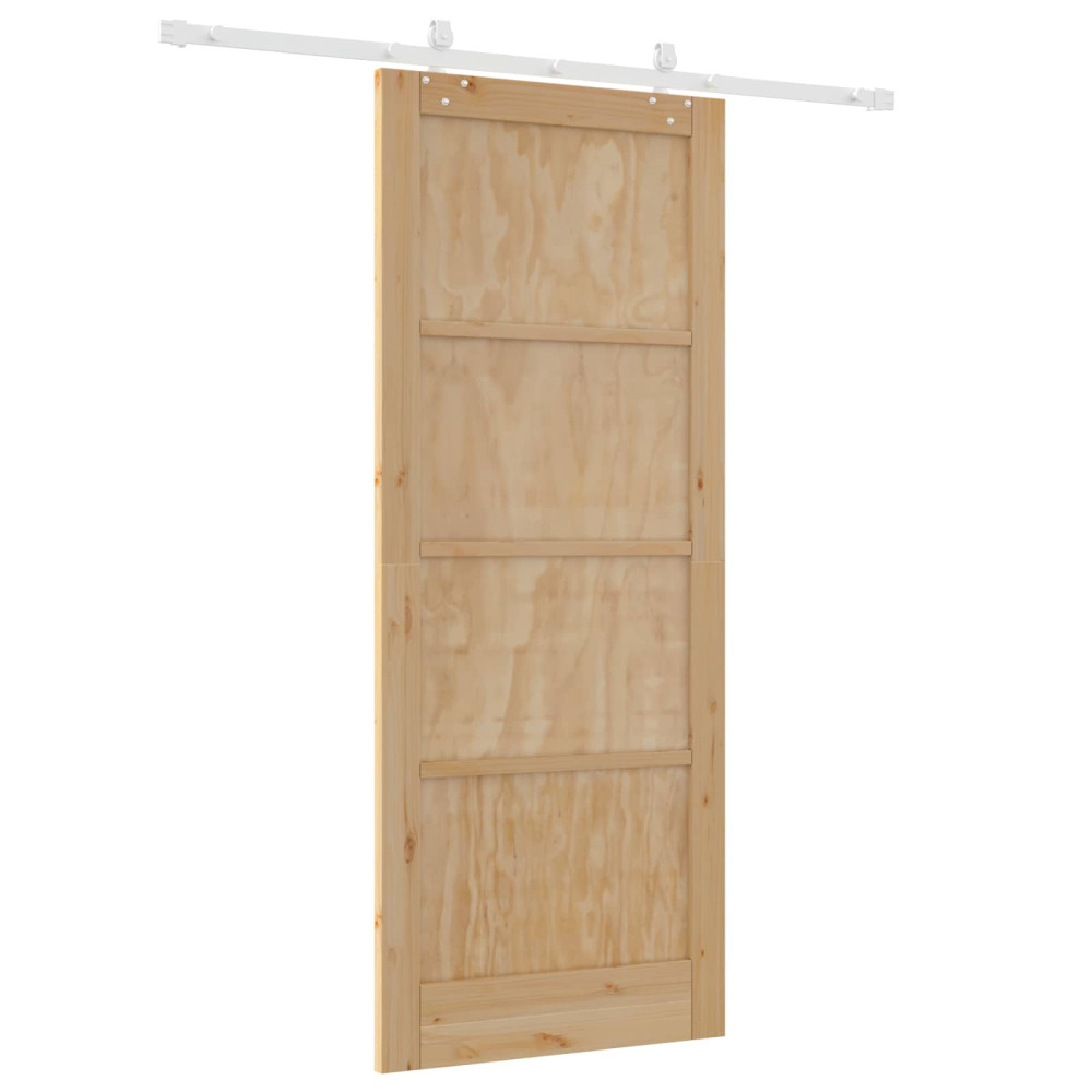 Produktbild för Skjutdörr Naturlig och vit 86 x 211 cm Massiv furu