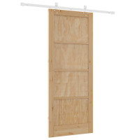 Produktbild för Skjutdörr Naturlig och vit 86 x 211 cm Massiv furu