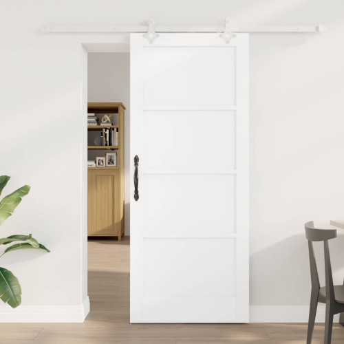 vidaXL Skjutdörr Vit 83 x 202 cm Massiv furu