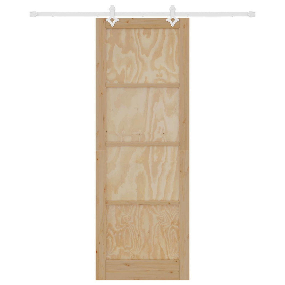Produktbild för Skjutdörr Naturlig och vit 83 x 232 cm Massiv furu