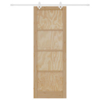 Produktbild för Skjutdörr Naturlig och vit 83 x 232 cm Massiv furu