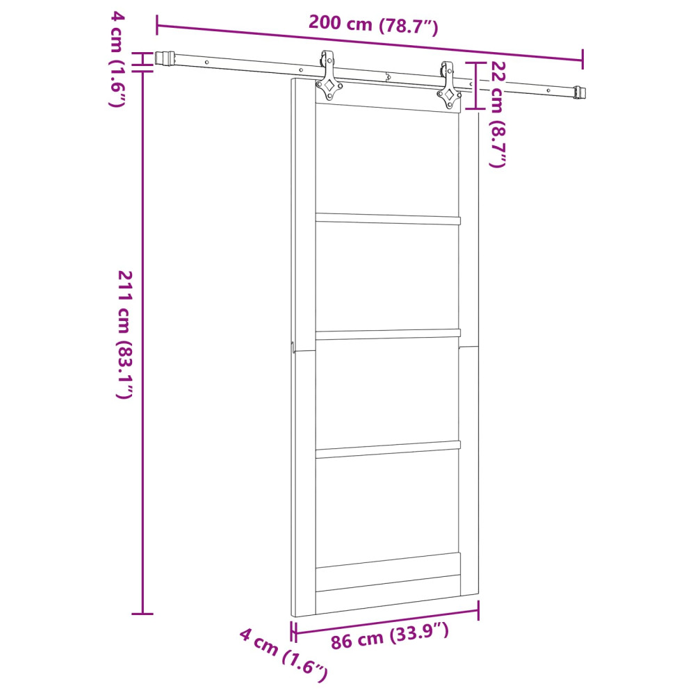 Produktbild för Skjutdörr Naturlig och vit 86 x 211 cm Massiv furu