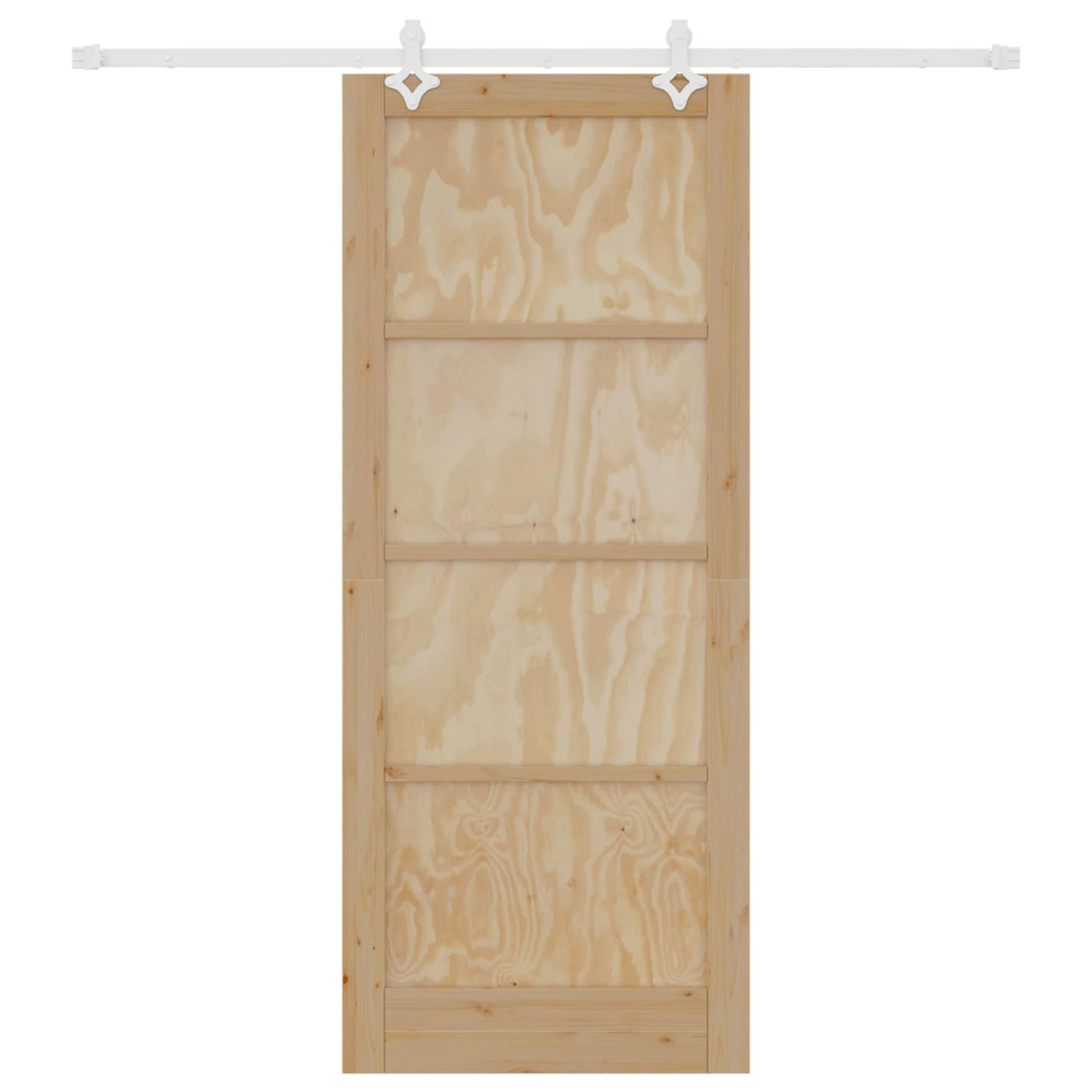 Produktbild för Skjutdörr Naturlig och vit 86 x 211 cm Massiv furu