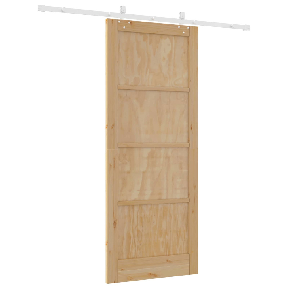 Produktbild för Skjutdörr Naturlig och vit 86 x 211 cm Massiv furu