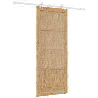 Produktbild för Skjutdörr Naturlig och vit 86 x 211 cm Massiv furu