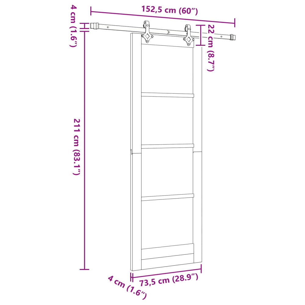 Produktbild för Skjutdörr ORKDAL Naturlig 73,5 x 211 cm Massiv furu