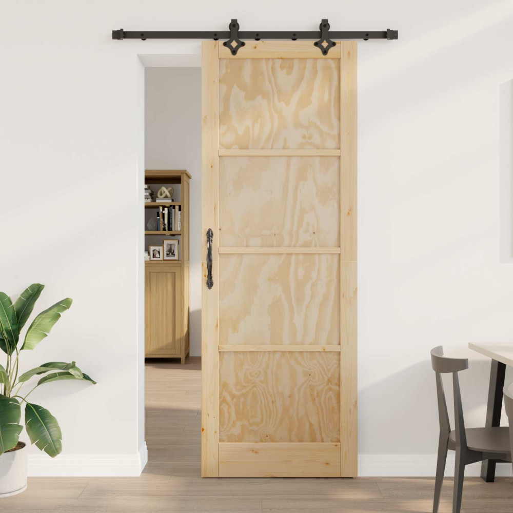 Produktbild för Skjutdörr ORKDAL Naturlig 83 x 232 cm Massiv furu