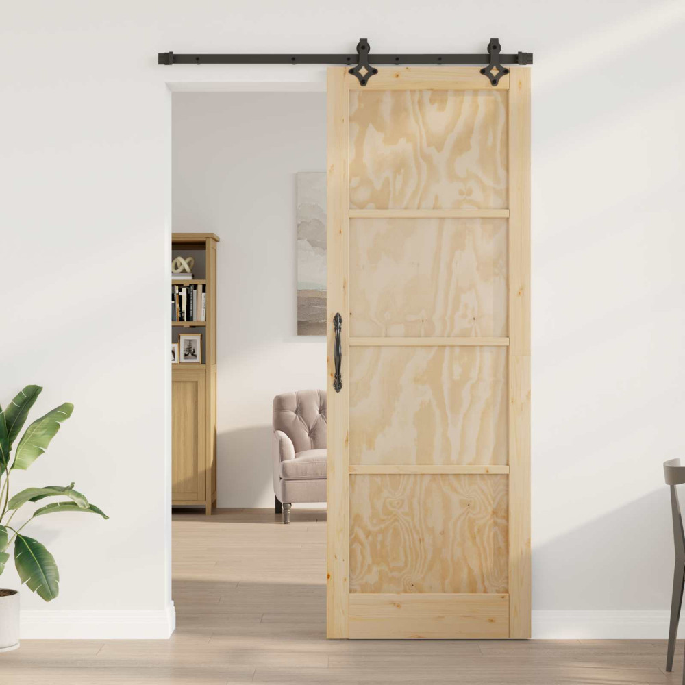 Produktbild för Skjutdörr ORKDAL Naturlig 83 x 232 cm Massiv furu