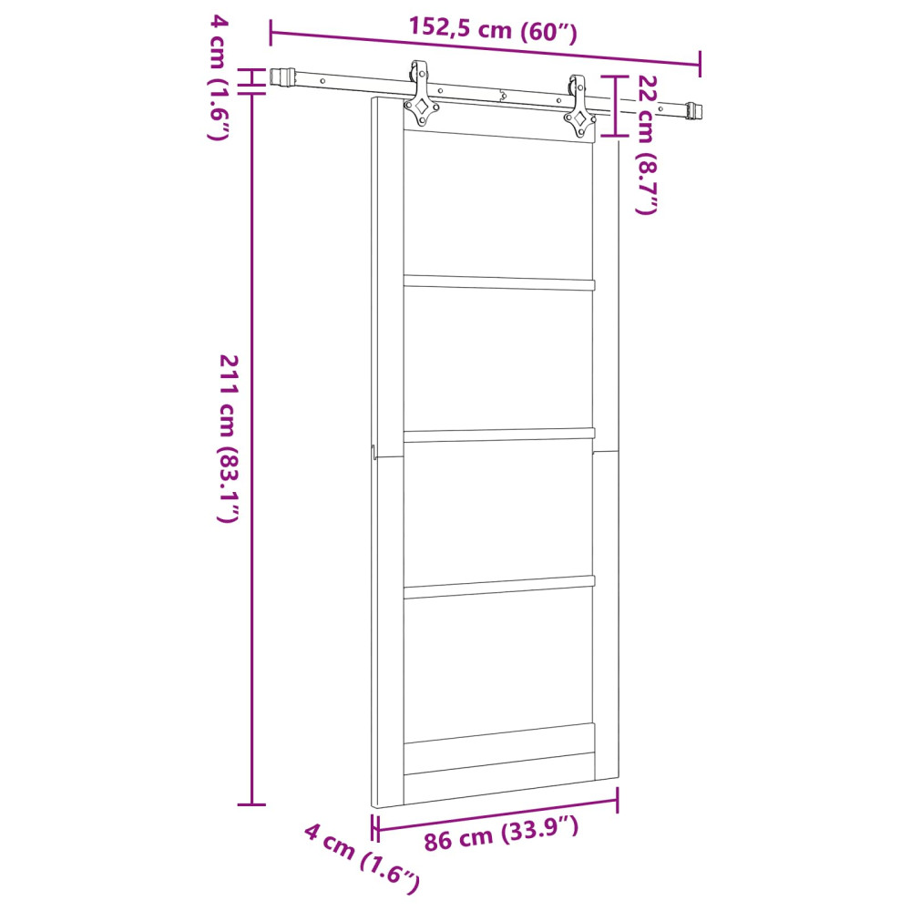 Produktbild för Skjutdörr ORKDAL Naturlig 86 x 211 cm Massiv furu