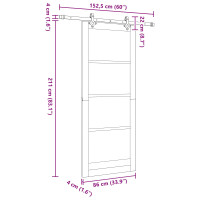 Produktbild för Skjutdörr ORKDAL Naturlig 86 x 211 cm Massiv furu