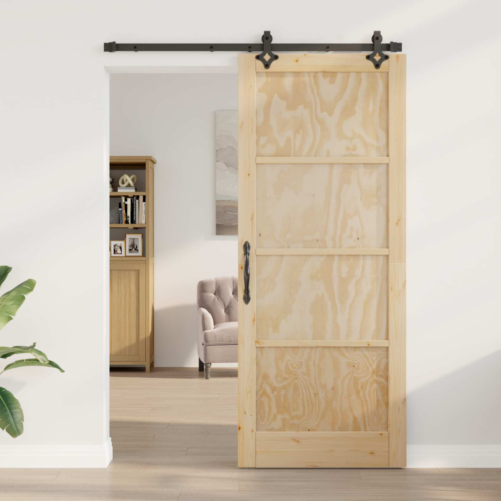 Produktbild för Skjutdörr ORKDAL Naturlig 86 x 211 cm Massiv furu