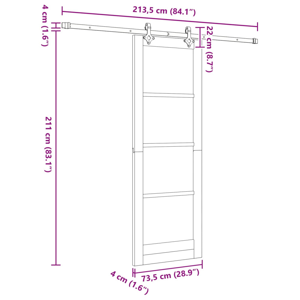 Produktbild för Skjutdörr ORKDAL Naturlig 73,5 x 211 cm Massiv furu