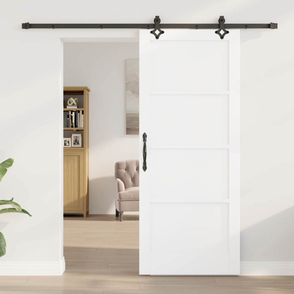 Produktbild för Skjutdörr ORKDAL Vit 83 x 202 cm Massiv furu