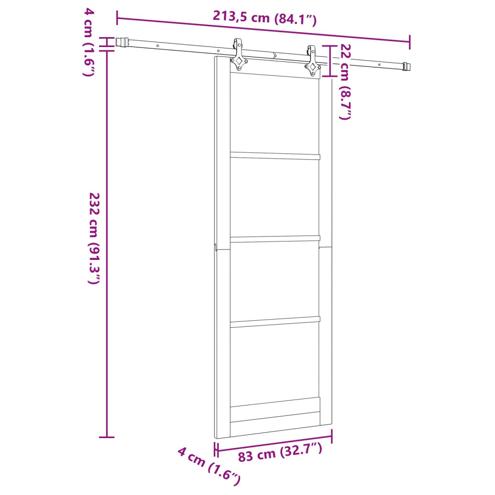 Produktbild för Skjutdörr ORKDAL Naturlig 83 x 232 cm Massiv furu