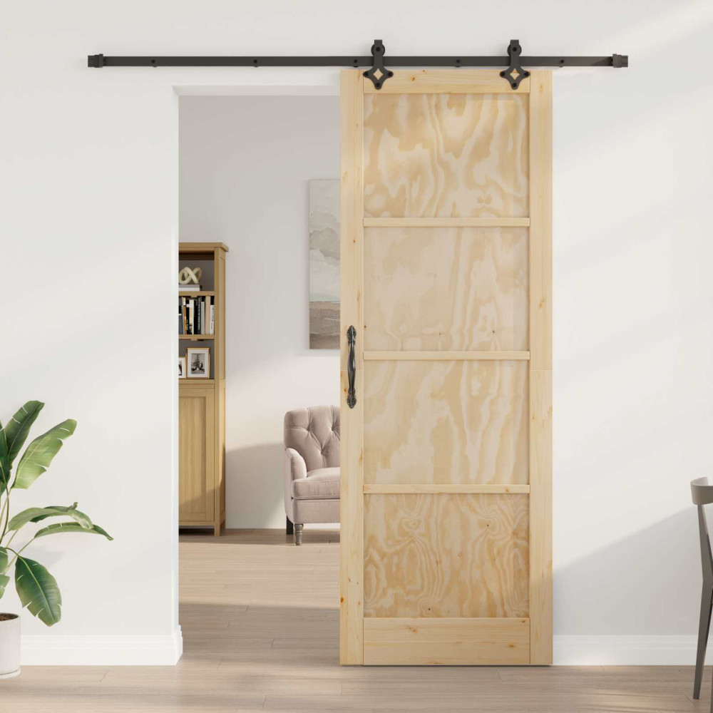 Produktbild för Skjutdörr ORKDAL Naturlig 83 x 232 cm Massiv furu