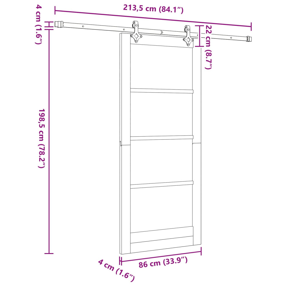 Produktbild för Skjutdörr ORKDAL Naturlig 86 x 198,5 cm Massiv furu