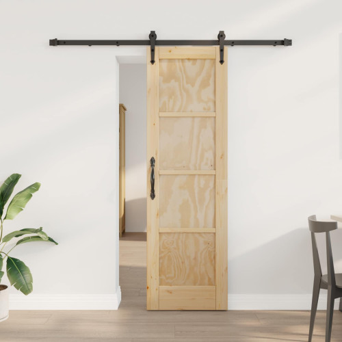 vidaXL Skjutdörr ORKDAL Naturlig och svart 61 x 198,5 cm Massiv furu