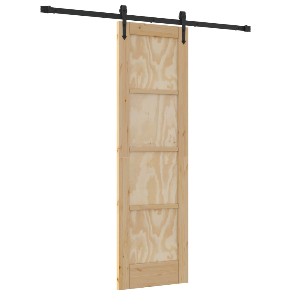 Produktbild för Skjutdörr ORKDAL Naturlig och svart 61 x 198,5 cm Massiv furu