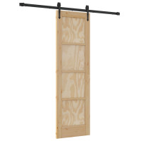 Produktbild för Skjutdörr ORKDAL Naturlig och svart 61 x 198,5 cm Massiv furu