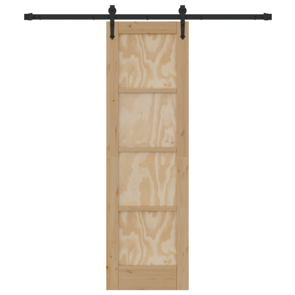 Produktbild för Skjutdörr ORKDAL Naturlig och svart 61 x 198,5 cm Massiv furu