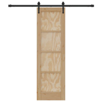Produktbild för Skjutdörr ORKDAL Naturlig och svart 61 x 198,5 cm Massiv furu
