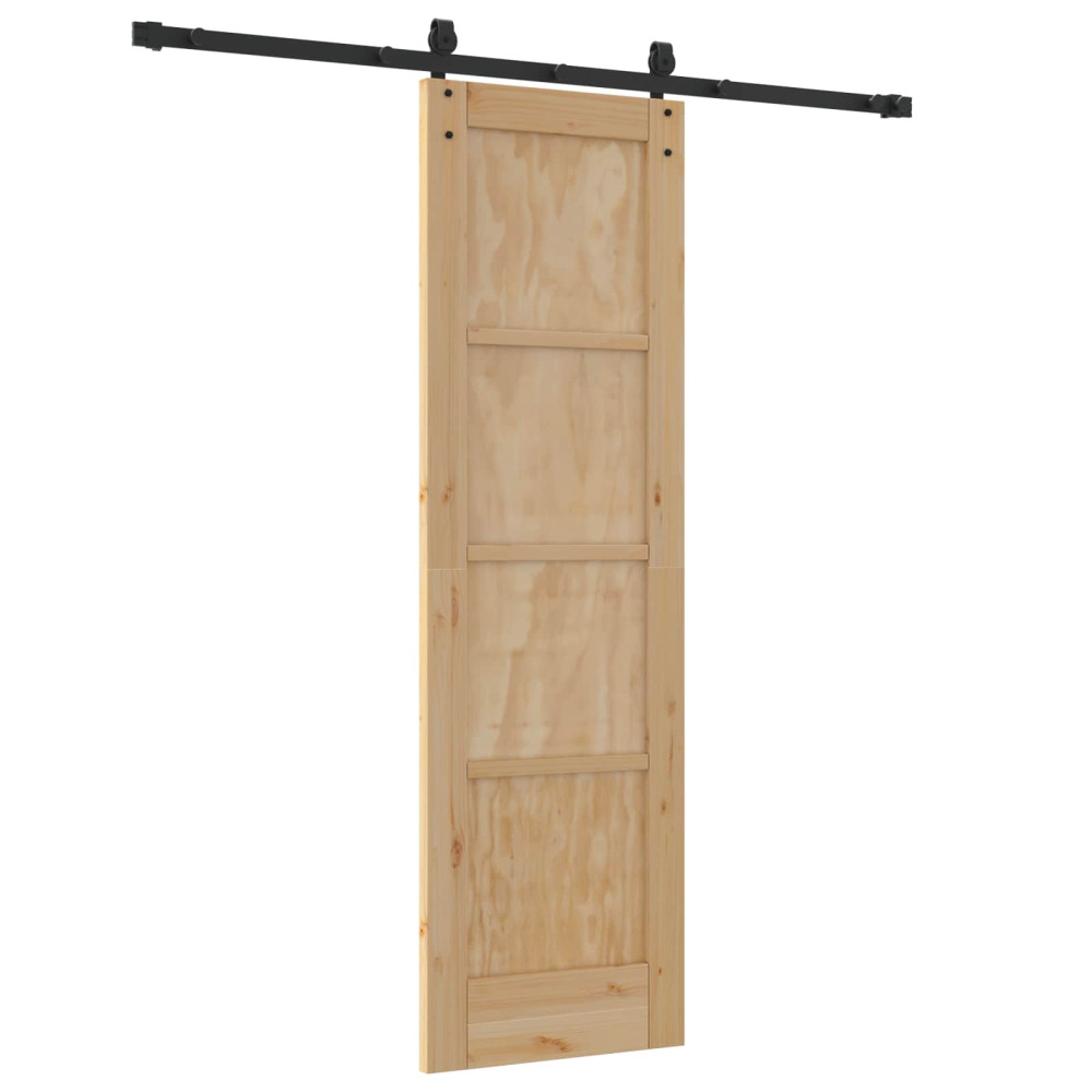 Produktbild för Skjutdörr ORKDAL Naturlig och svart 61 x 198,5 cm Massiv furu