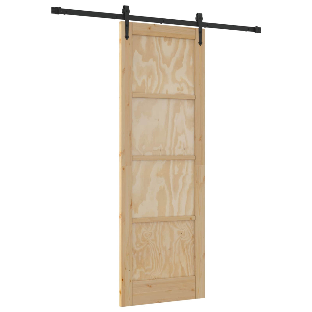 Produktbild för Skjutdörr ORKDAL Naturlig och svart 73,5 x 211 cm Massiv furu