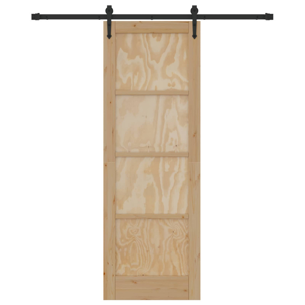 Produktbild för Skjutdörr ORKDAL Naturlig och svart 73,5 x 211 cm Massiv furu