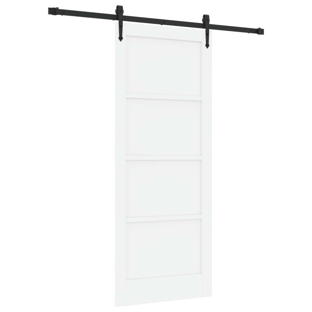 Produktbild för Skjutdörr ORKDAL Vit och svart 83 x 202 cm Massiv furu