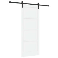 Produktbild för Skjutdörr ORKDAL Vit och svart 83 x 202 cm Massiv furu