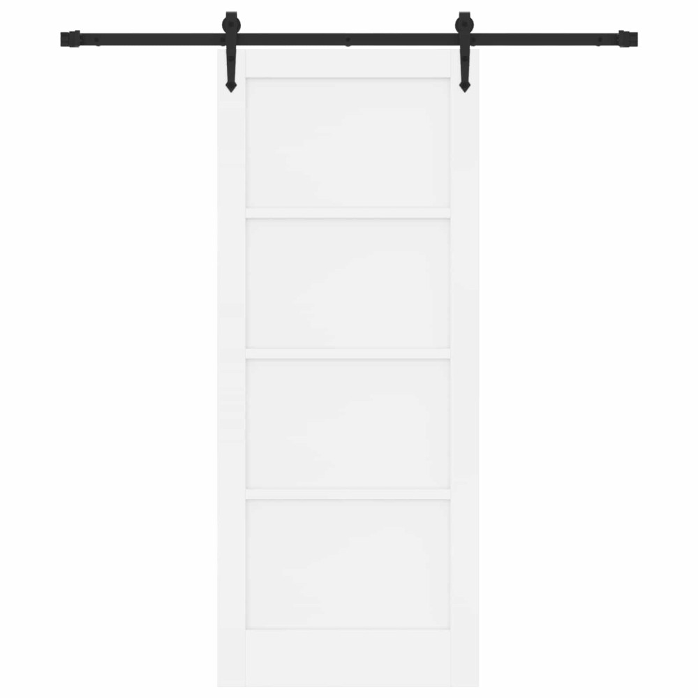 Produktbild för Skjutdörr ORKDAL Vit och svart 83 x 202 cm Massiv furu