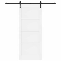 Produktbild för Skjutdörr ORKDAL Vit och svart 83 x 202 cm Massiv furu