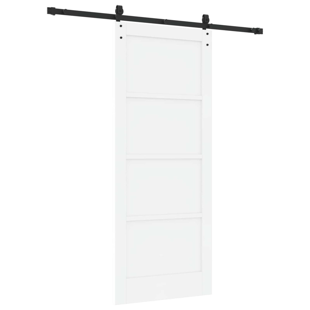 Produktbild för Skjutdörr ORKDAL Vit och svart 83 x 202 cm Massiv furu