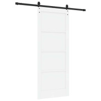 Produktbild för Skjutdörr ORKDAL Vit och svart 83 x 202 cm Massiv furu