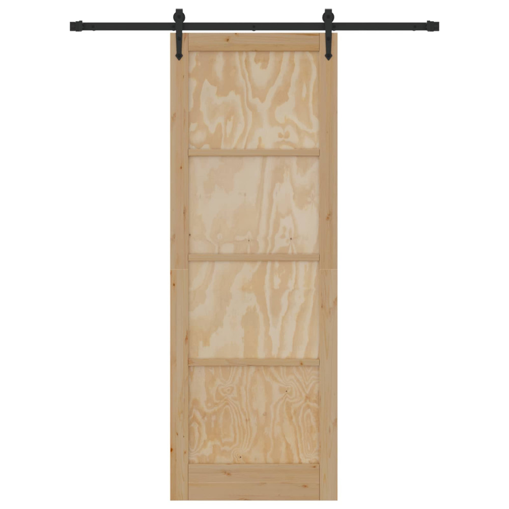 Produktbild för Skjutdörr ORKDAL Naturlig och svart 83 x 232 cm Massiv furu