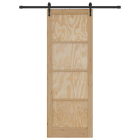 Produktbild för Skjutdörr ORKDAL Naturlig och svart 83 x 232 cm Massiv furu